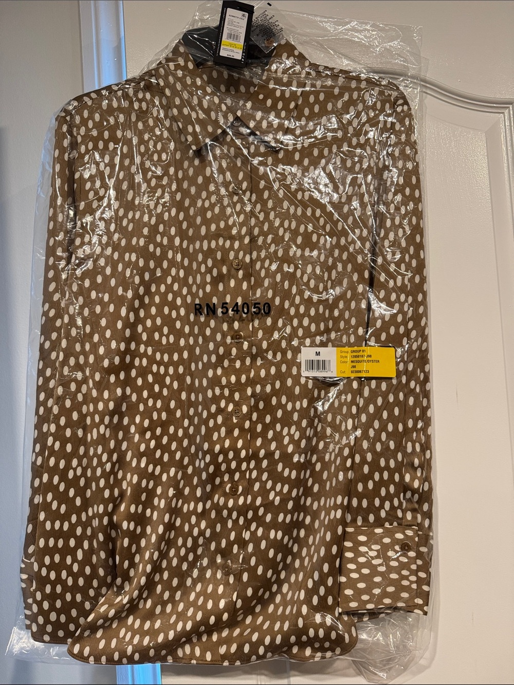 Kennneth Cole 
Brown Polka Dot Button-Up Blouse